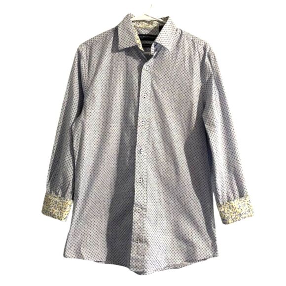 Nick Graham Stretch Modern Fit Dress Shirt Floral Contrast Cuff Size 15.5 Neck - Picture 1 of 4